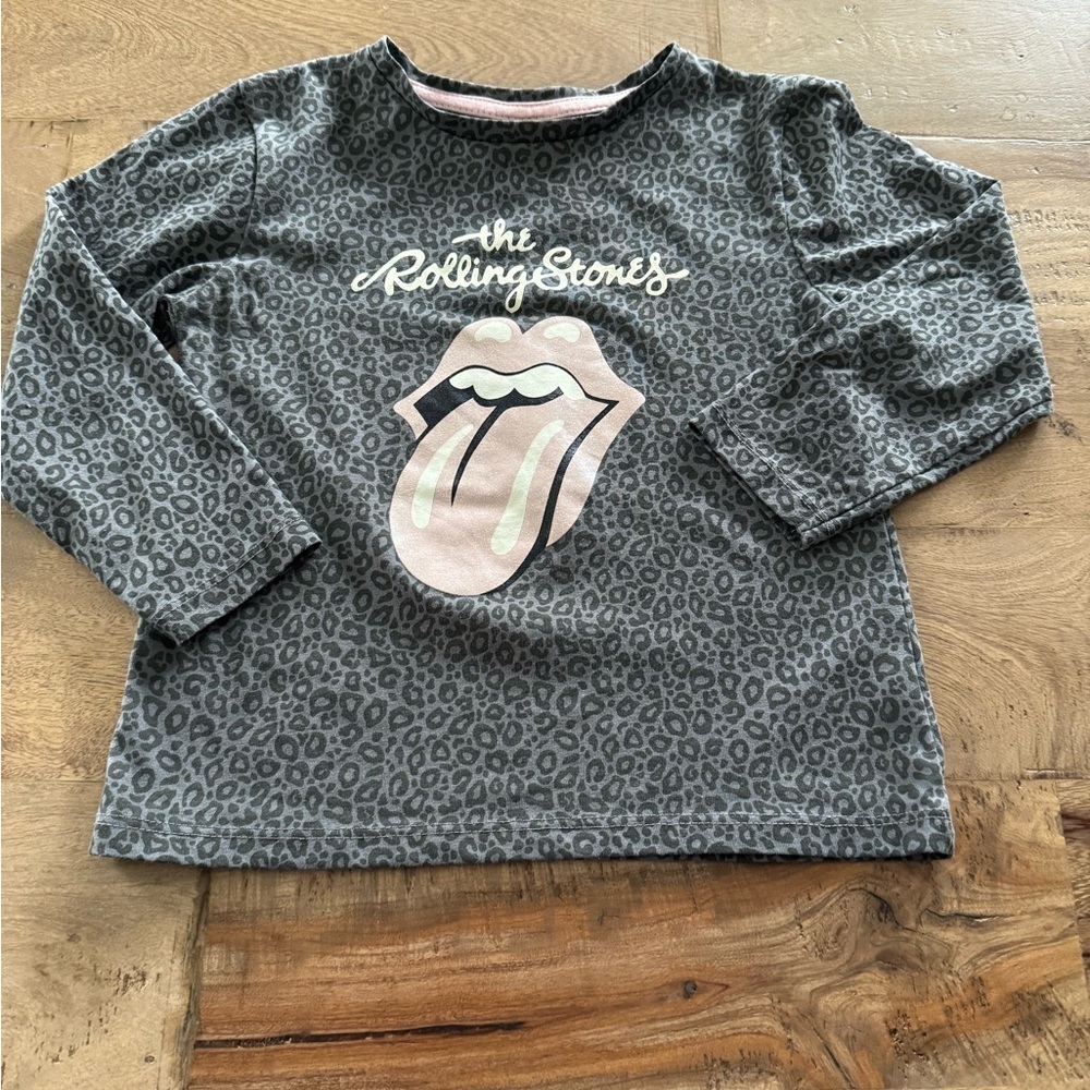 The Rolling Stones Kids Gray Leopard Print sparkly Shirt size 5 years